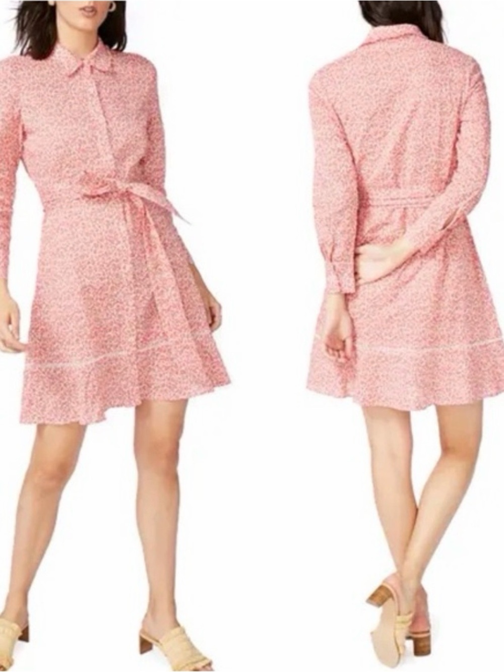 *NWT* COURT & ROWE Floral Long-Sleeve Shirt Dress with Waist Tie